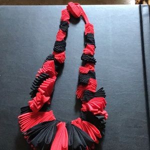 Fabric red & black artistic necklace